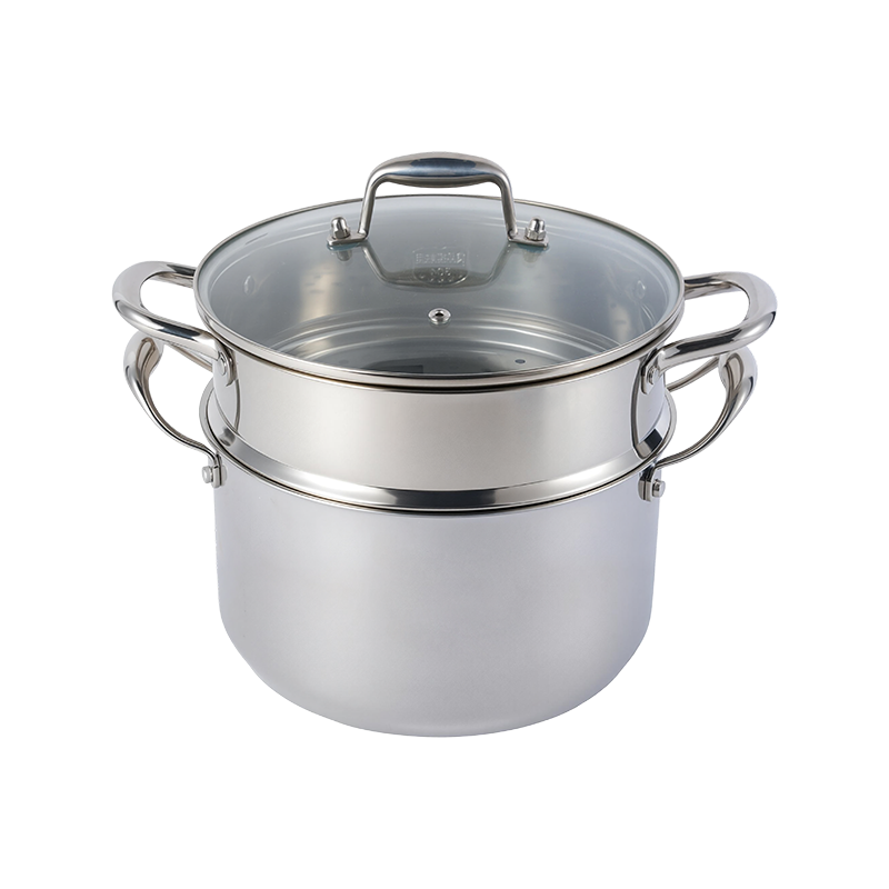 Tri-Ply Stainless Steel Pure Stock Pot with Steamer Basket Set Tri-Ply Stainless Steel Pure Stock Pot with Steamer Basket Set